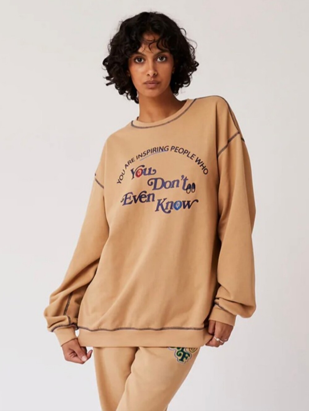 The Mayfair Group - Tan Graphic Crewneck Sweatshirt - Inspirational Print